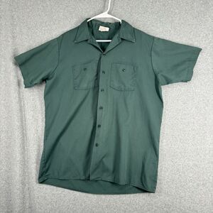 Vintage Dickies Button Up Work Shirt Men XL Green Pockets USA Grunge Distressed